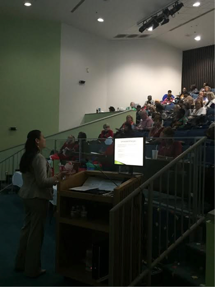 Dr. Lily Hwang addresses the audience at the 6th Annual School Nurse and Clinic Assistant Conference.